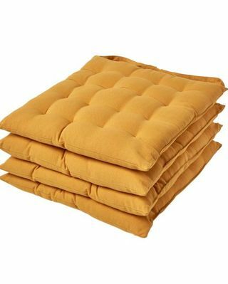 Gładka podkładka na siedzenie w kolorze musztardowo-żółtym z paskami na guziki 100% bawełna