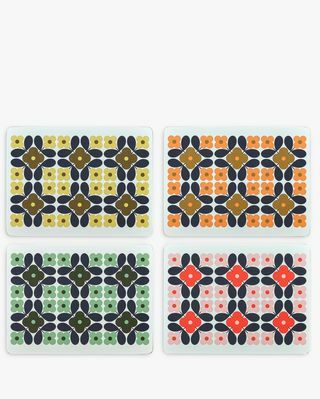 Podkładki Orla Kiely Flower Tile, zestaw 4 sztuk, wiele