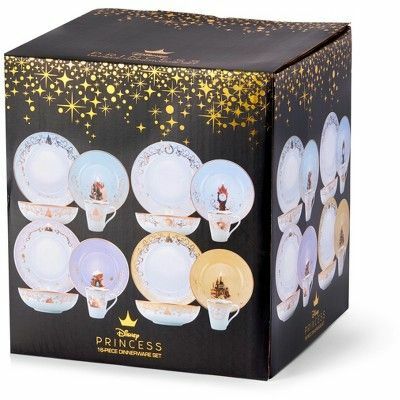 ThinkGeek, Inc. 16-częściowy ceramiczny zestaw obiadowy Disney | Płyty | Miski | Kubki