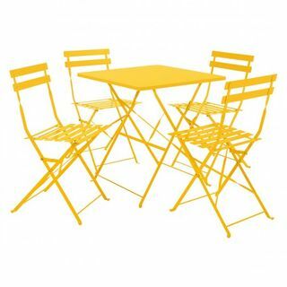 Parc Składany stół ogrodowy z żółtego metalu i 4 krzesła