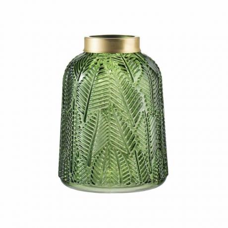 A&B Home Zielono-złoty szklany wazon z liśćmi paproci