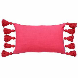 Poduszka House Piękna bawełniana z frędzlami, Ibiza różowa