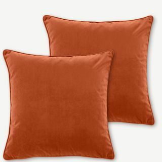 Julius zestaw 2 poduszek aksamitnych, 45 x 45 cm, palona pomarańcza
