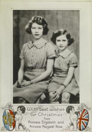 Księżniczka Elżbieta i księżniczka Małgorzata na kartce świątecznej, 1939 r