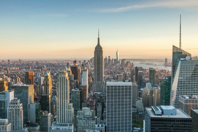 Empire State Building i panoramę manhattanu, nowy jork, usa