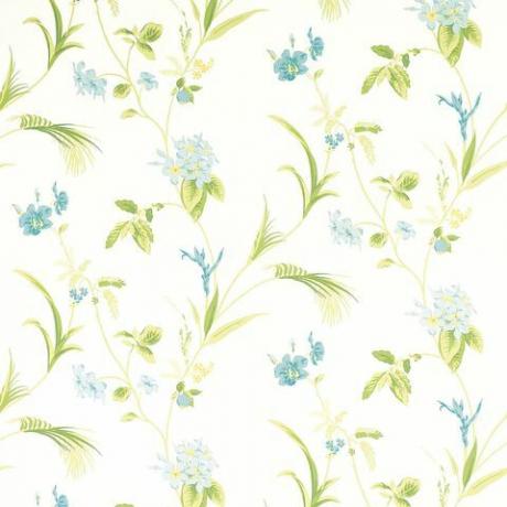 Laura Ashley Orchidea Jabłko-zielona mieszanka kwiatów i bawełny Tkanina zasłonowa 35 £