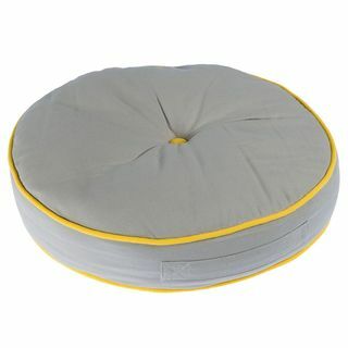 Szaro-żółta okrągła poduszka podłogowa