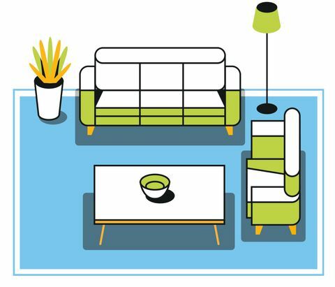 ilustracja rozmieszczenia dywanu w salonie