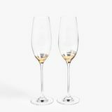 John Lewis & Partners Swirl Stem Champagne Flute, 240 ml, przezroczysty / złoty