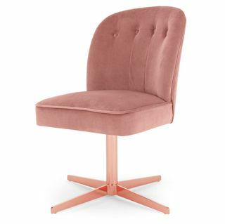 Krzesło biurowe Margot, blush pink velvet i miedź