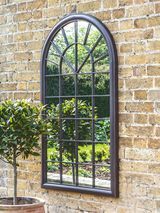 Fura Łukowe lustrzane okno ogrodowe w stylu ogrodowym, 131 x 75 cm, antyczny brąz