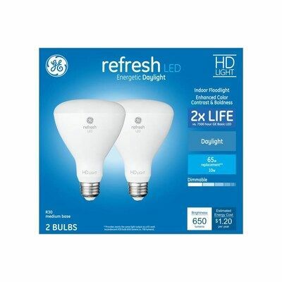 GE Refresh 65-watowa żarówka EQ LED Br30 Daylight z możliwością ściemniania iluminacyjna (2 szt.)