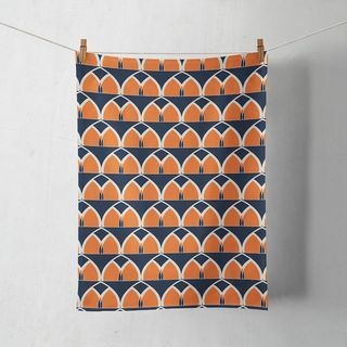 Pomarańczowo-granatowa geometryczna ściereczka kuchenna