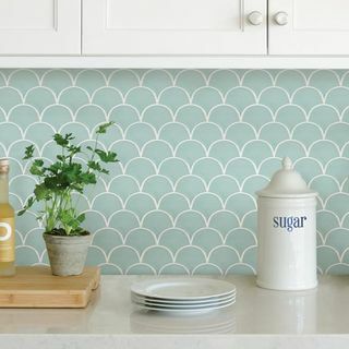 Wallpops Mint Shell Peel and Stick Backsplash Tile 