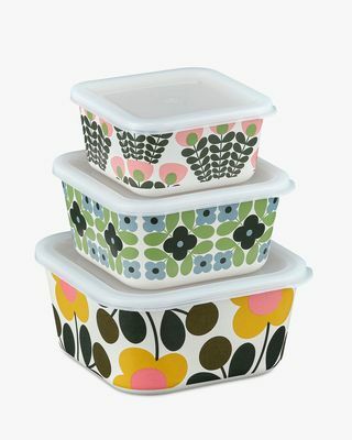 Orla Kiely Flower Bambusowe pudełka do przechowywania żywności, zestaw 3 sztuk, wiele