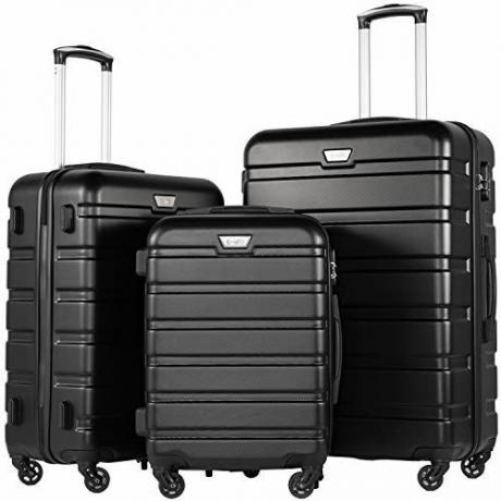 Lekki bagaż hardshell z kółkami obrotowymi i blokadą TSA, zestaw 3-częściowy