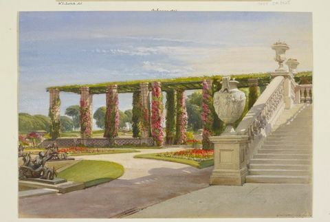 Osborne dolny taras i pergola. 14 lipca 1860 r. Royal Collection Trust © Her Majesty Queen Elizabeth II 2017